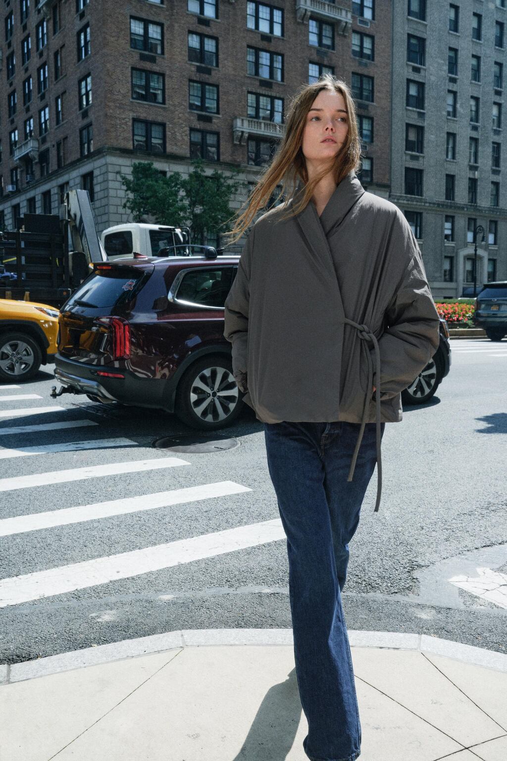 Zara Двубортная куртка кимоно — коллекция zara «zw» - Цвет серый