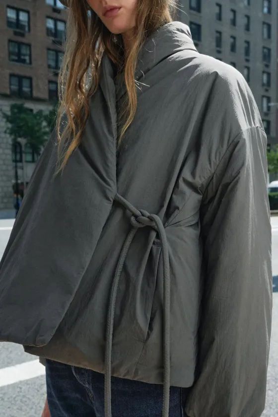 Zara Двубортная куртка кимоно — коллекция zara «zw» - Цвет серый