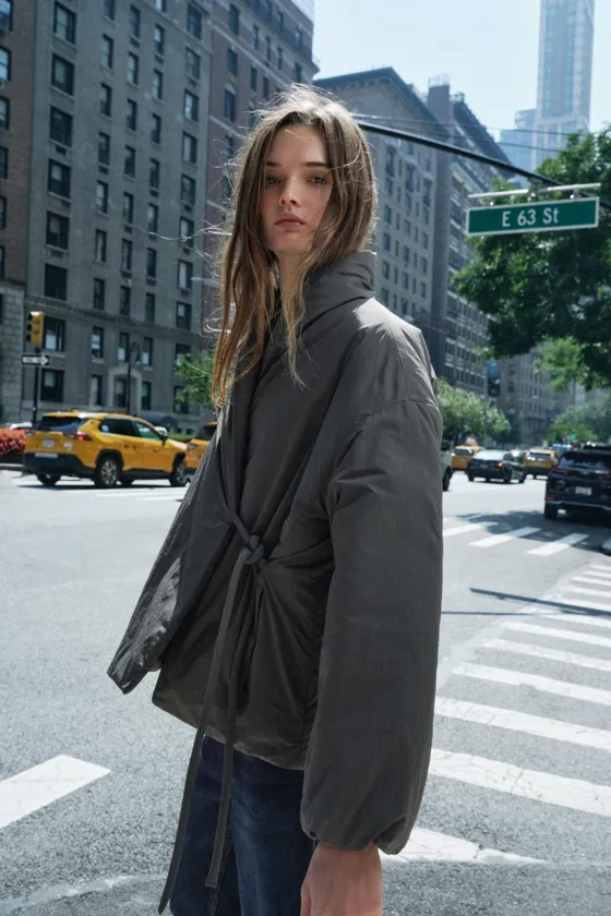 Zara Двубортная куртка кимоно — коллекция zara «zw» - Цвет серый