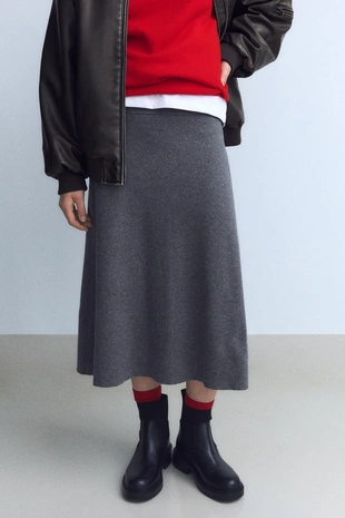 Мягкая юбка миди объемного кроя - Заказать в России