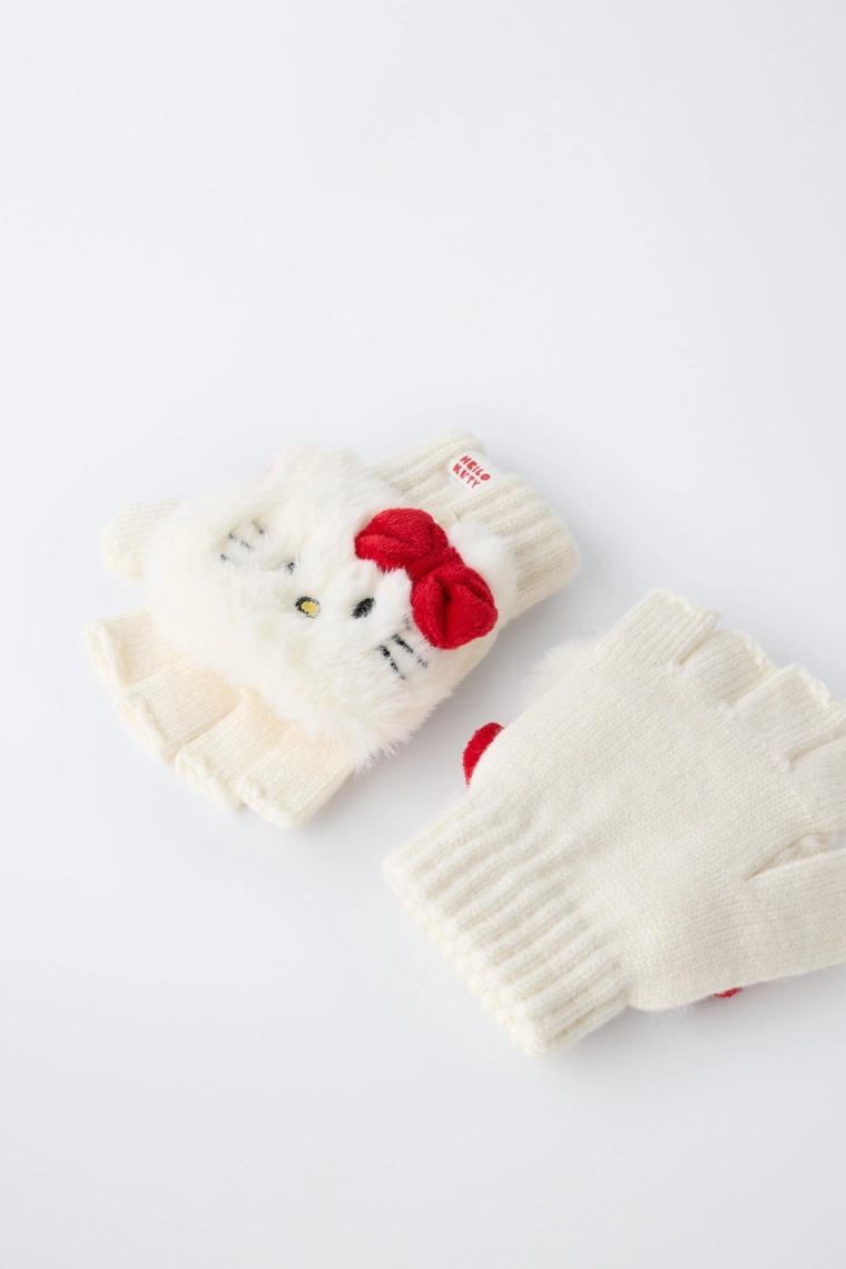 Варежки без пальцев с вышивкой hello kitty © sanrio