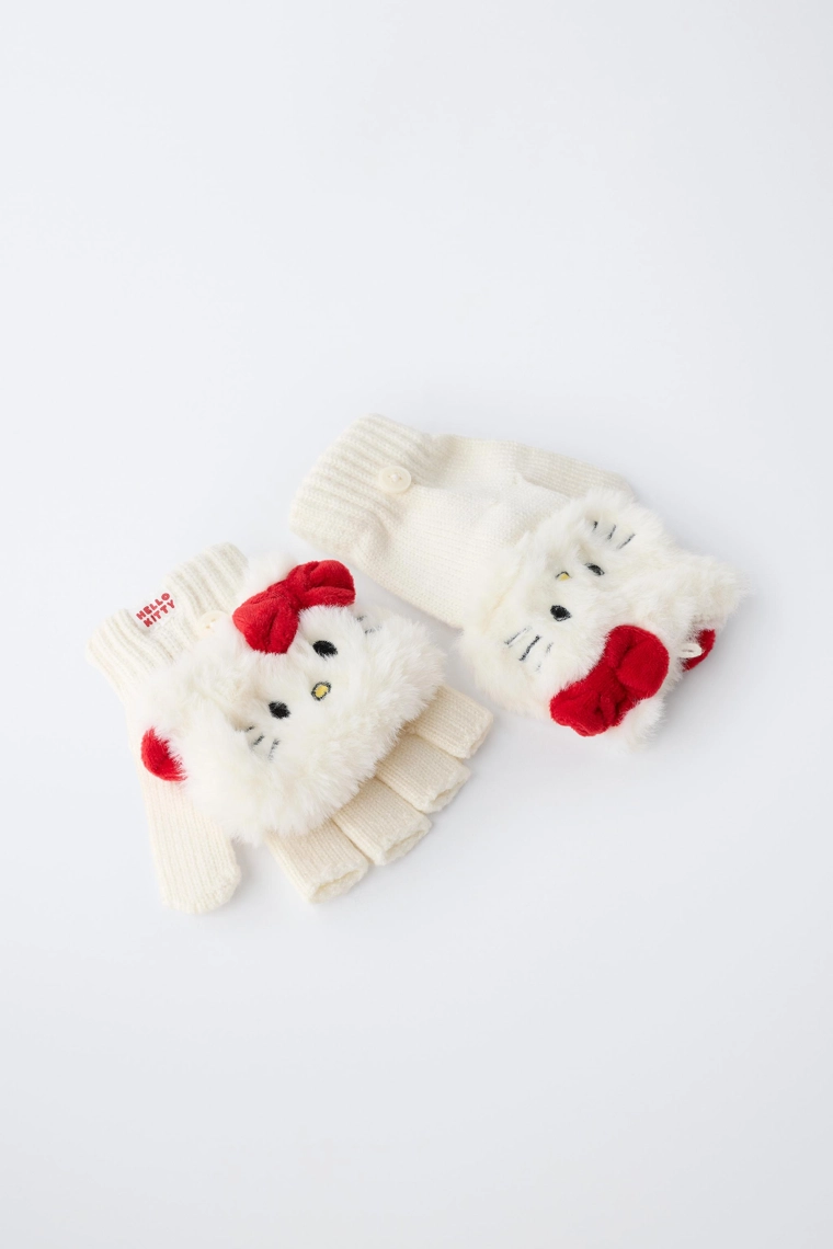 Варежки без пальцев с вышивкой hello kitty © sanrio