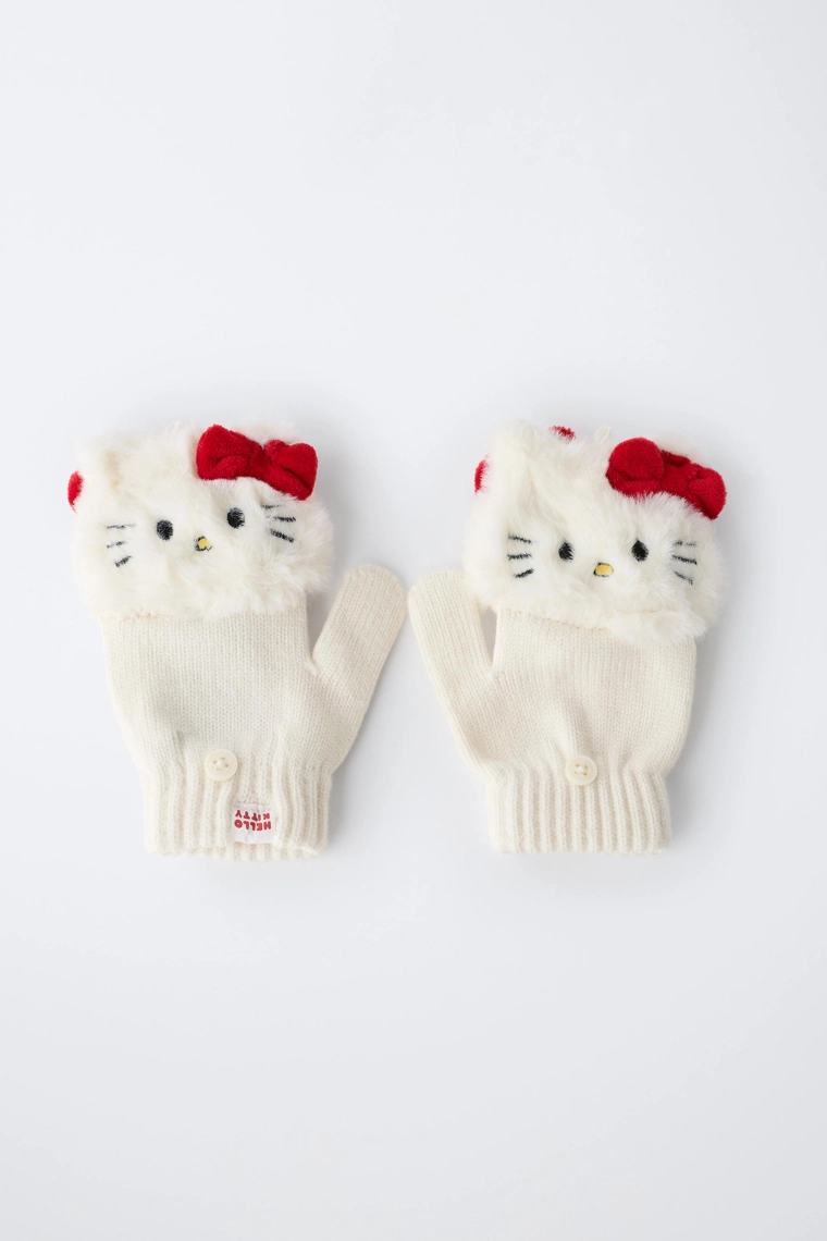 Варежки без пальцев с вышивкой hello kitty © sanrio