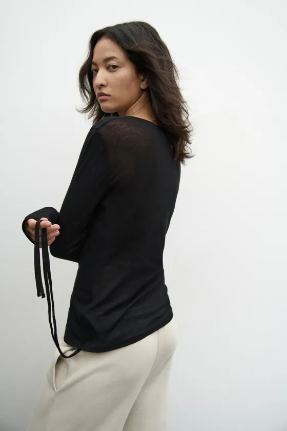Zara Футболка из хлопка supima® - Цвет черный - black | 0264/510