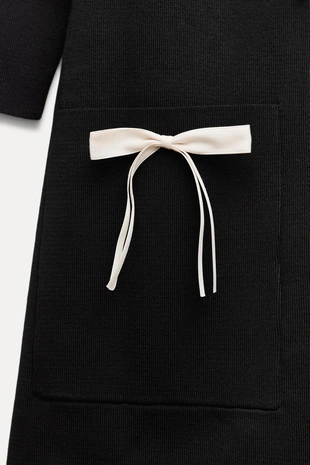 Короткое трикотажное платье с бантами- Заказать в России