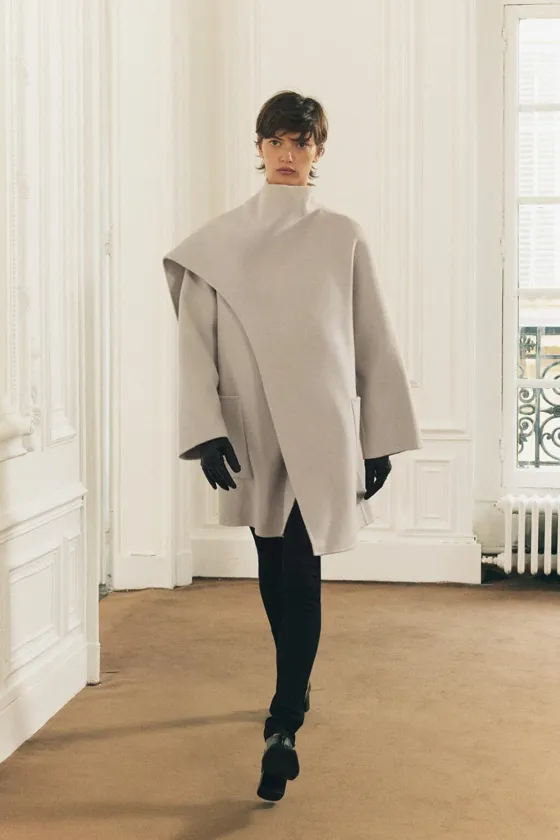 ПАЛЬТО ИЗ СМЕСОВОЙ ШЕРСТИ С ШАРФОМ — ZW COLLECTION