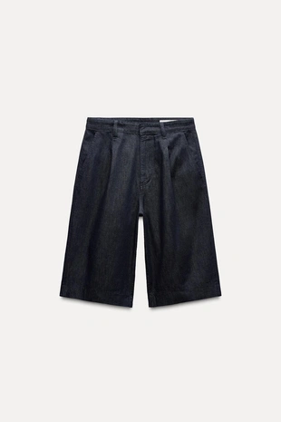 Джинсовые шорты с защипами — коллекция Zara «Zw»- Заказать в России