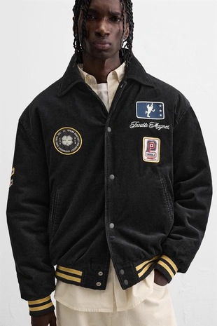 Вельветовая куртка с контрастными нашивками- Заказать в России