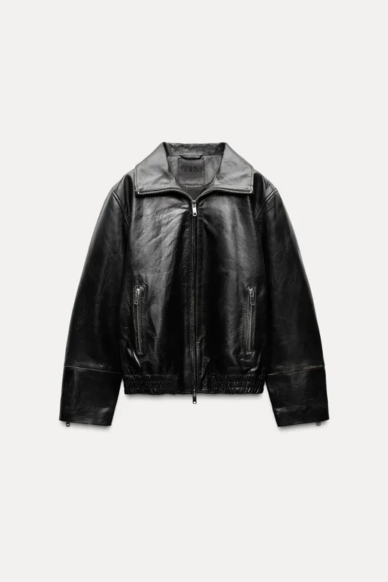 Zara Кожаная куртка из коллекции zw - Цвет черный - black | 5479/262