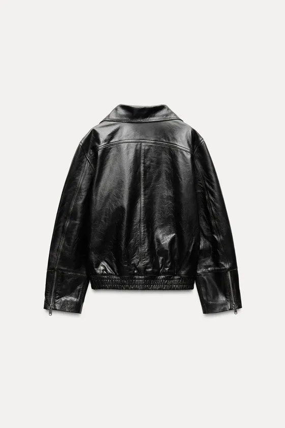 Zara Кожаная куртка из коллекции zw - Цвет черный - black | 5479/262