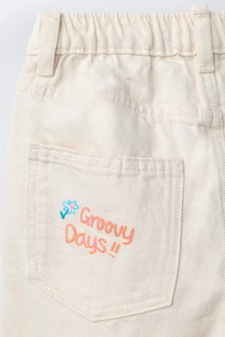 Вышитые брюки-бочонки из твила