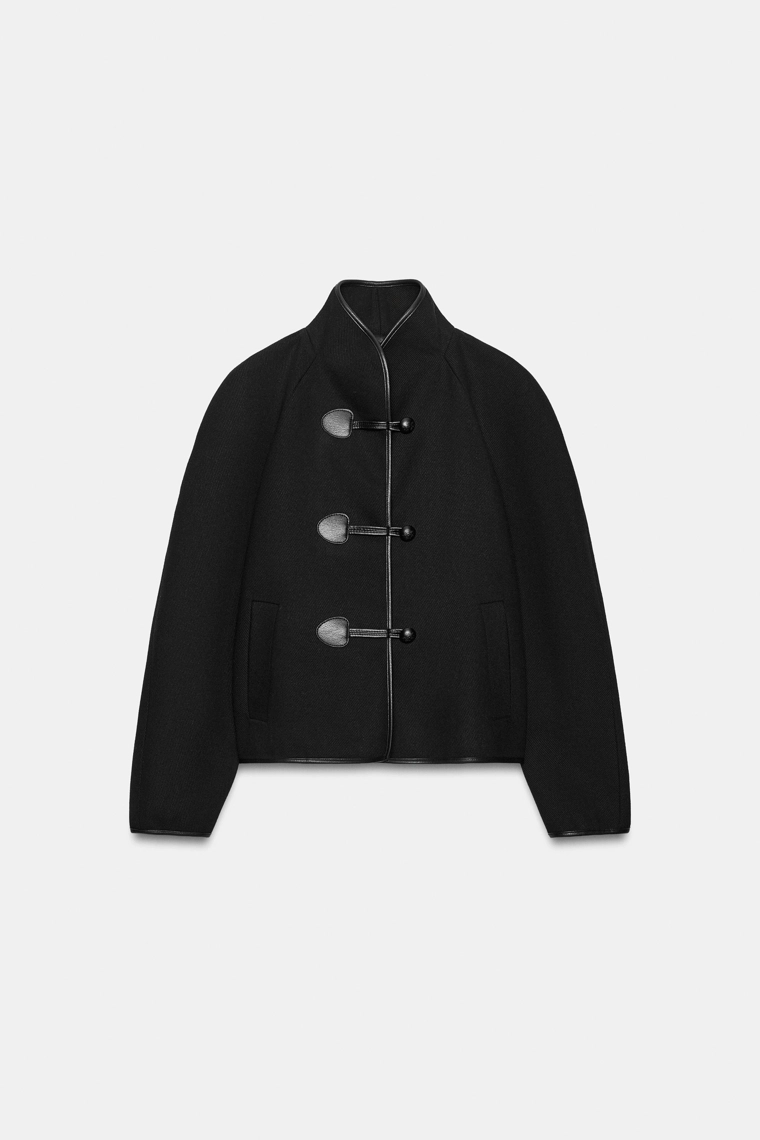 Пальто из шерстяной смеси с застёжками-лягушками Zara «ZW»