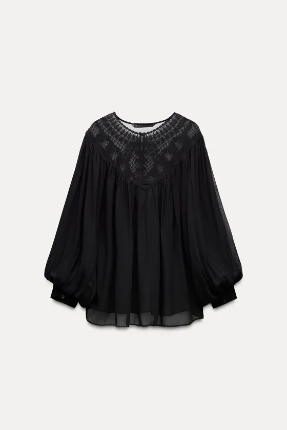 БЛУЗА С БУСИНАМИ — коллекция Zara «ZW»