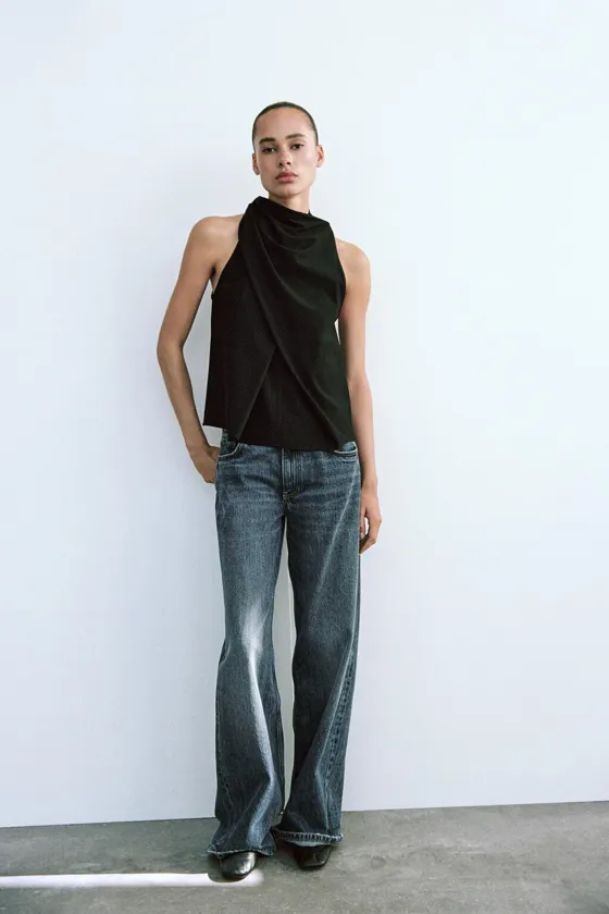 Zara Топ внахлест с бантом - Цвет черный - black | 9025/431
