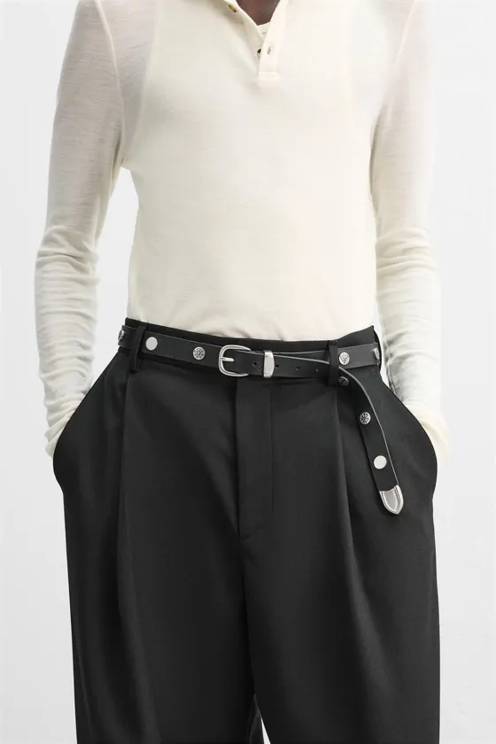 Кожанный ремень с заклепками x nanushka