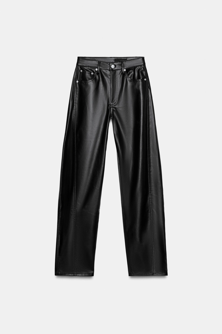 Брюки с эффектом кожи cropped relaxed fit из коллекции zw