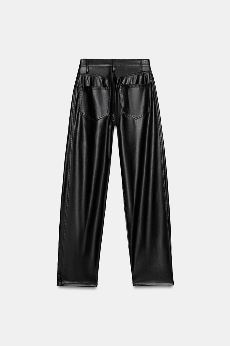 Брюки с эффектом кожи cropped relaxed fit из коллекции zw
