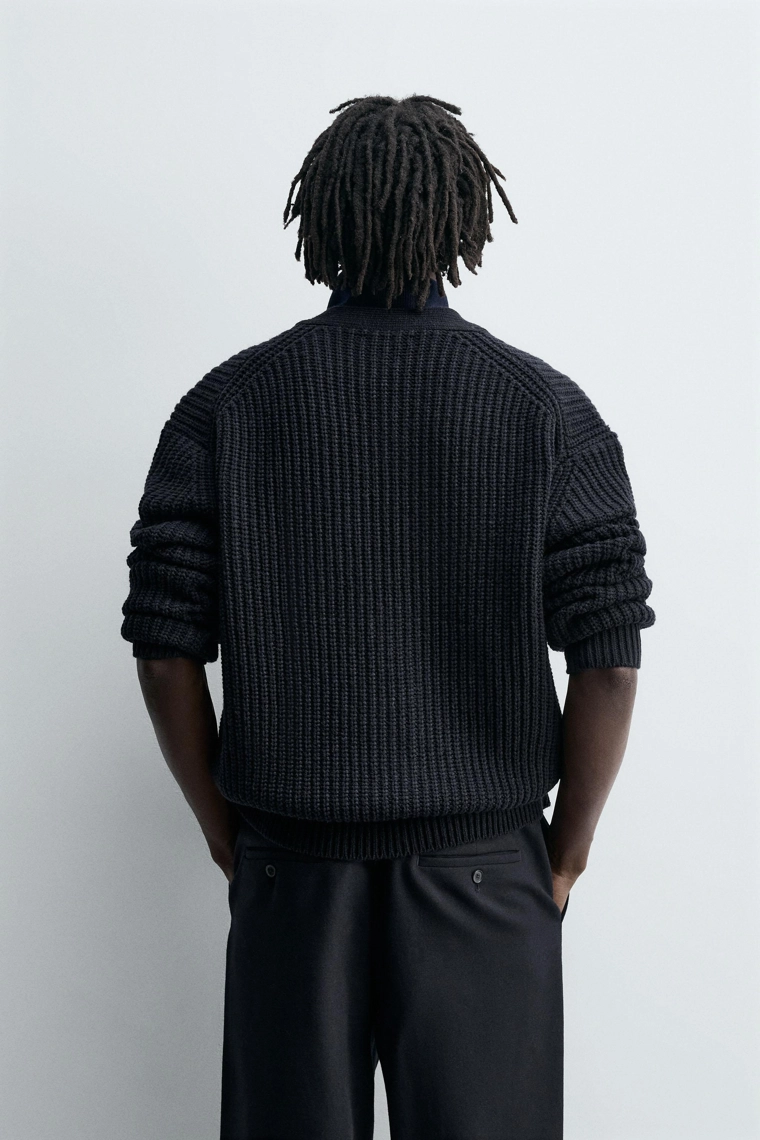 Кардиган с текстурным узором из ребристой ткани