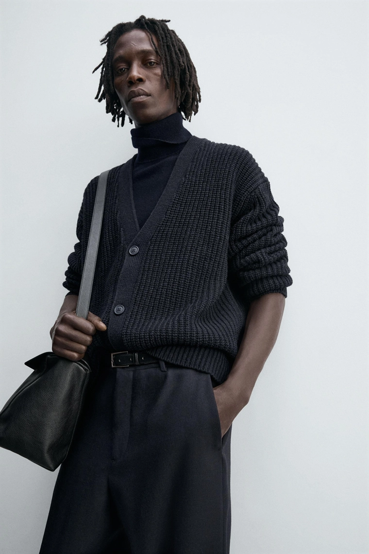 Кардиган с текстурным узором из ребристой ткани