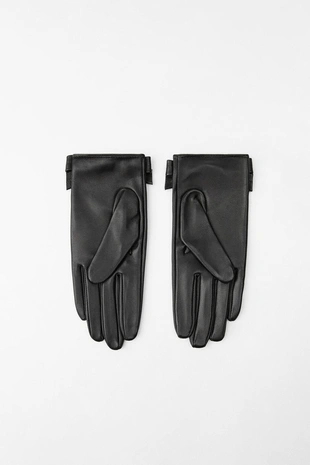 Кожаные перчатки с бантом- Заказать в России