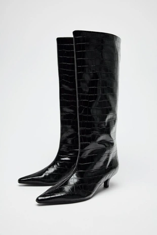 Сапоги с тиснением под крокодиловую кожу - Заказать в России