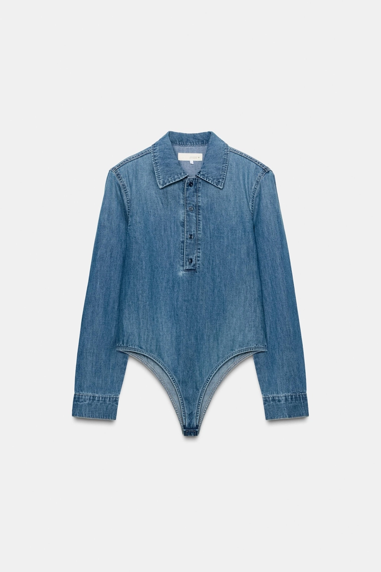 Футболка-боди в стиле рубашки с наплечниками