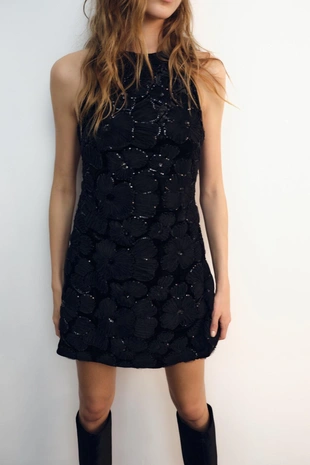 Платье с цветочным принтом и пайетками- Заказать в России